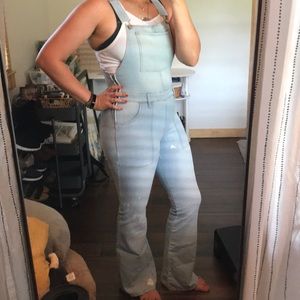 New York and Co Flare Denim Overalls